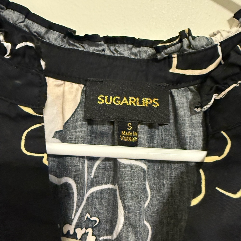 Sugarlips Black Floral Tiered Babydoll Dress Small Pockets Size Small - Picture 4 of 6